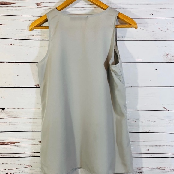 The Limited Womens Tank Shirt Sz S Small Sequin Ruffle Front Soft Sexy Gray - Picture 2 of 7